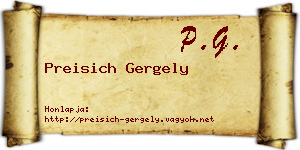 Preisich Gergely névjegykártya